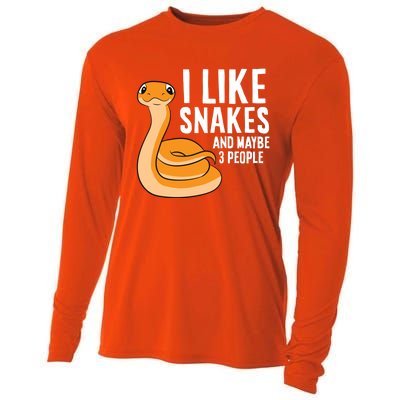 I Like Snakes And Maybe 3 People Snake Reptile Lover Gift Cooling Performance Long Sleeve Crew