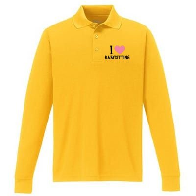 I Love Sitting Sitter Gift Performance Long Sleeve Polo