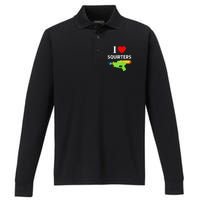 I Love Squirters Performance Long Sleeve Polo