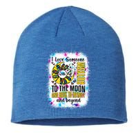 I Love Someone With Autism Moon And Back Support Autism Gift Sustainable Beanie