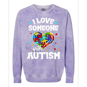 I Love Someone With Autism Gift Colorblast Crewneck Sweatshirt