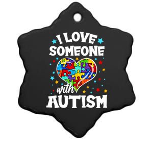 I Love Someone With Autism Gift Ceramic Star Ornament