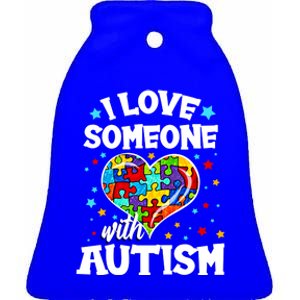 I Love Someone With Autism Gift Ceramic Bell Ornament