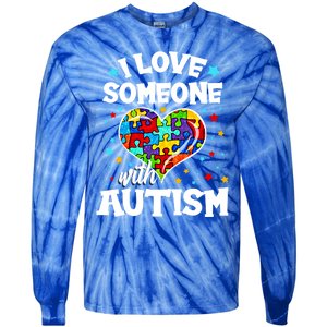 I Love Someone With Autism Gift Tie-Dye Long Sleeve Shirt