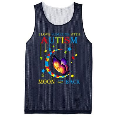 I Love Someone With Autism To The Moons And Back Mesh Reversible Basketball Jersey Tank