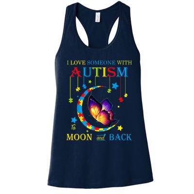 I Love Someone With Autism To The Moons And Back Women's Racerback Tank