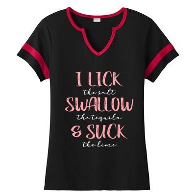 I Lick Salt Swallow Tequila Suck Lime Funny Mexican Ing Great Gift Ladies Halftime Notch Neck Tee