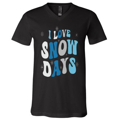 I Love Snow Days Snow Day Supporter Snow Lover V-Neck T-Shirt