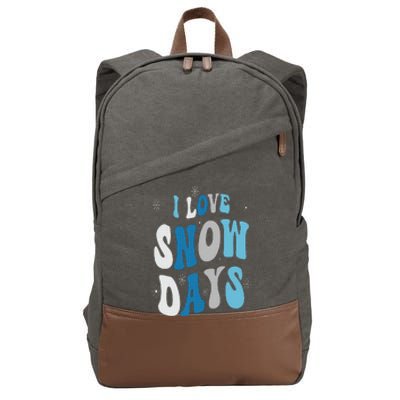 I Love Snow Days Snow Day Supporter Snow Lover Cotton Canvas Backpack