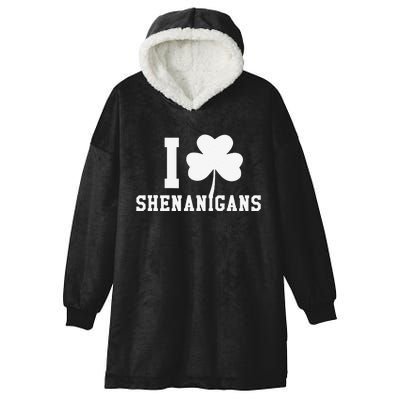 I LOVE Shenanigans Shamrock Saint Patrick's Day Hooded Wearable Blanket