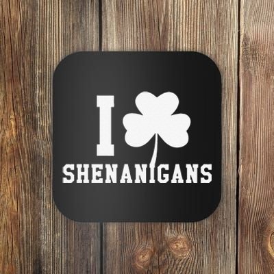 I LOVE Shenanigans Shamrock Saint Patrick's Day Coaster