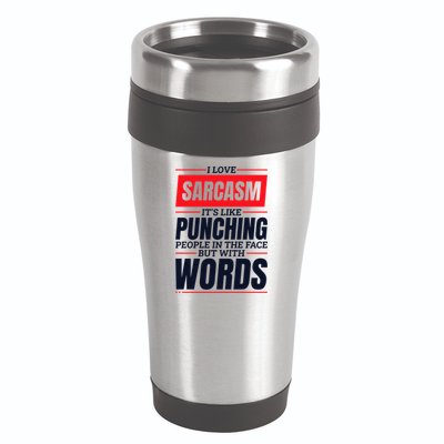 I Love Sarcasm ItS Like Punching People In The Face 16oz Travel Tumbler