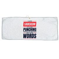 I Love Sarcasm ItS Like Punching People In The Face Large Microfiber Waffle Golf Towel