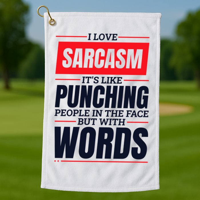 I Love Sarcasm ItS Like Punching People In The Face Golf Towel