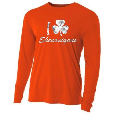 I Love Shenanigans Vintage St Patricks Day Cooling Performance Long Sleeve Crew