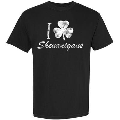 I Love Shenanigans Vintage St Patricks Day Garment-Dyed Heavyweight T-Shirt