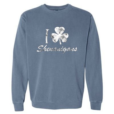 I Love Shenanigans Vintage St Patricks Day Garment-Dyed Sweatshirt