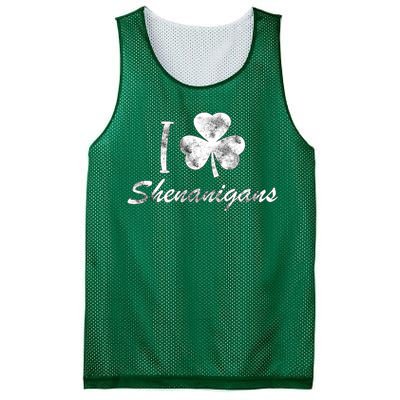 I Love Shenanigans Vintage St Patricks Day Mesh Reversible Basketball Jersey Tank