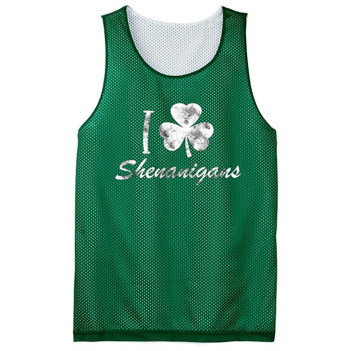 I Love Shenanigans Vintage St Patricks Day Mesh Reversible Basketball Jersey Tank