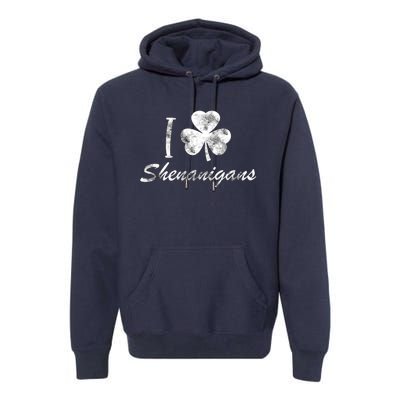 I Love Shenanigans Vintage St Patricks Day Premium Hoodie