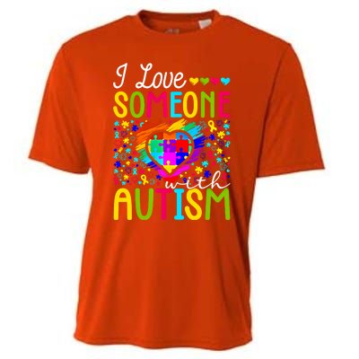 I Love Someone With Autism Rainbow Heart Puzzle Piece Gift Cooling Performance Crew T-Shirt