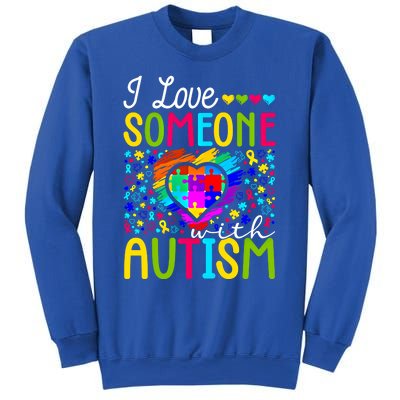 I Love Someone With Autism Rainbow Heart Puzzle Piece Gift Sweatshirt