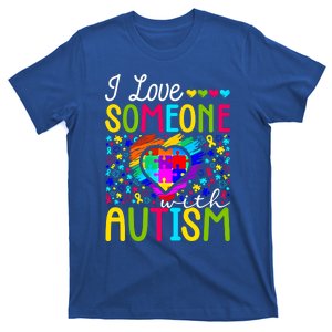 I Love Someone With Autism Rainbow Heart Puzzle Piece Gift T-Shirt