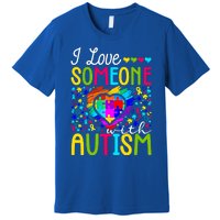 I Love Someone With Autism Rainbow Heart Puzzle Piece Gift Premium T-Shirt