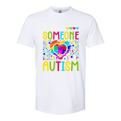 I Love Someone With Autism Rainbow Heart Puzzle Piece Gift Softstyle CVC T-Shirt