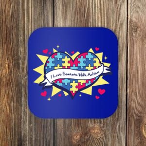 I Love Someone With Autism Gift Awareness Quote Proud Autistic Cool Gift Coaster