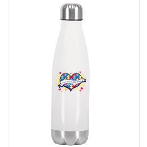 I Love Someone With Autism Gift Awareness Quote Proud Autistic Cool Gift Stainless Steel Insulated Water Bottle