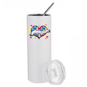 I Love Someone With Autism Gift Awareness Quote Proud Autistic Cool Gift Stainless Steel Tumbler