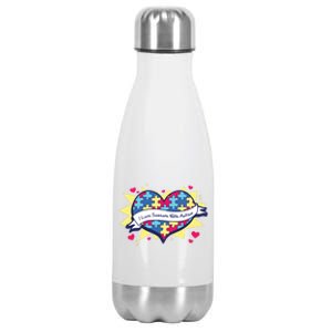 I Love Someone With Autism Gift Awareness Quote Proud Autistic Cool Gift Stainless Steel Insulated Water Bottle