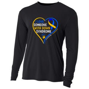 I Love Someone With Down Syndrome Ribbon Down Syndrome Awareness Gift Cooling Performance Long Sleeve Crew