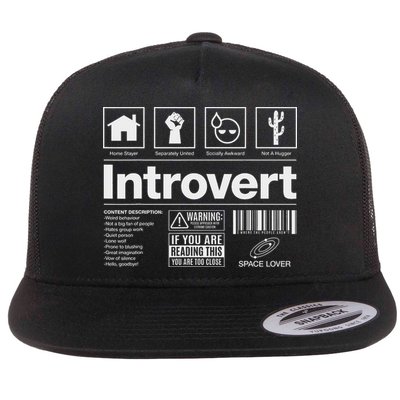 Introvert Label Signs Flat Bill Trucker Hat