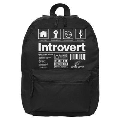 Introvert Label Signs 16 in Basic Backpack