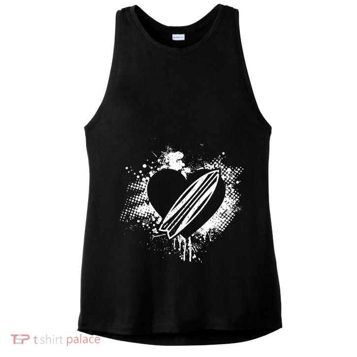 I Love Surfing Funny Surfer Surfboard Valentine's Day Gift Ladies PosiCharge Tri-Blend Wicking Tank