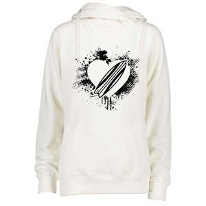 I Love Surfing Funny Surfer Surfboard Valentine's Day Gift Womens Funnel Neck Pullover Hood