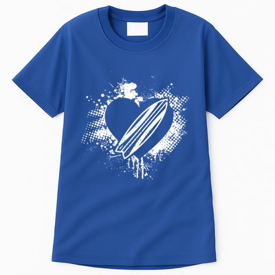 I Love Surfing Funny Surfer Surfboard Valentine's Day Gift Tall T-Shirt