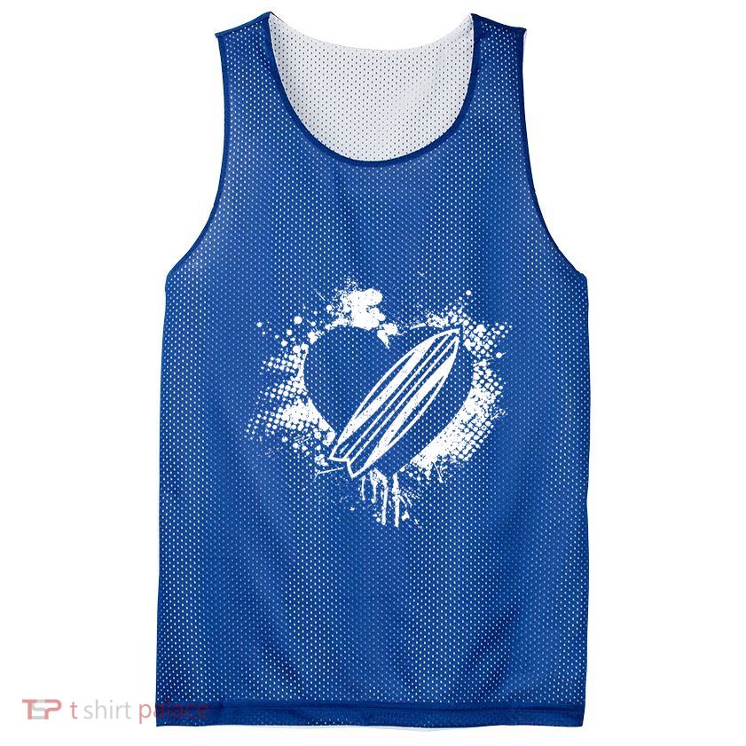 I Love Surfing Funny Surfer Surfboard Valentine's Day Gift Mesh Reversible Basketball Jersey Tank
