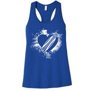 I Love Surfing Funny Surfer Surfboard Valentine's Day Gift Women's Racerback Tank