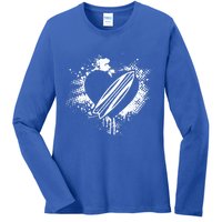 I Love Surfing Funny Surfer Surfboard Valentine's Day Gift Ladies Long Sleeve Shirt