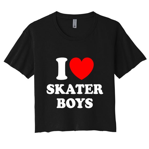 I Love Skater Boy Heart Skateboarding Crop Top