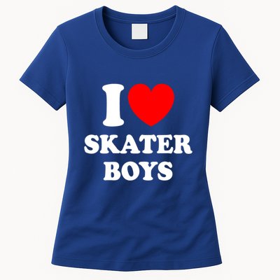 I Love Skater Boy Heart Skateboarding Womens T-Shirt
