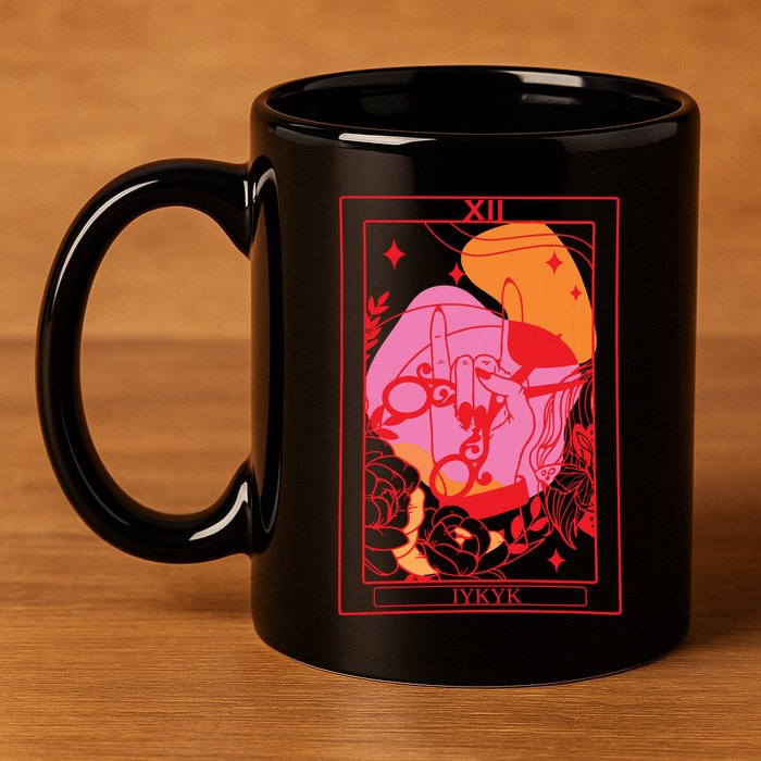 Iykyk Lesbian Sapphic Tarot Card 11oz C Handle Ceramic Mug