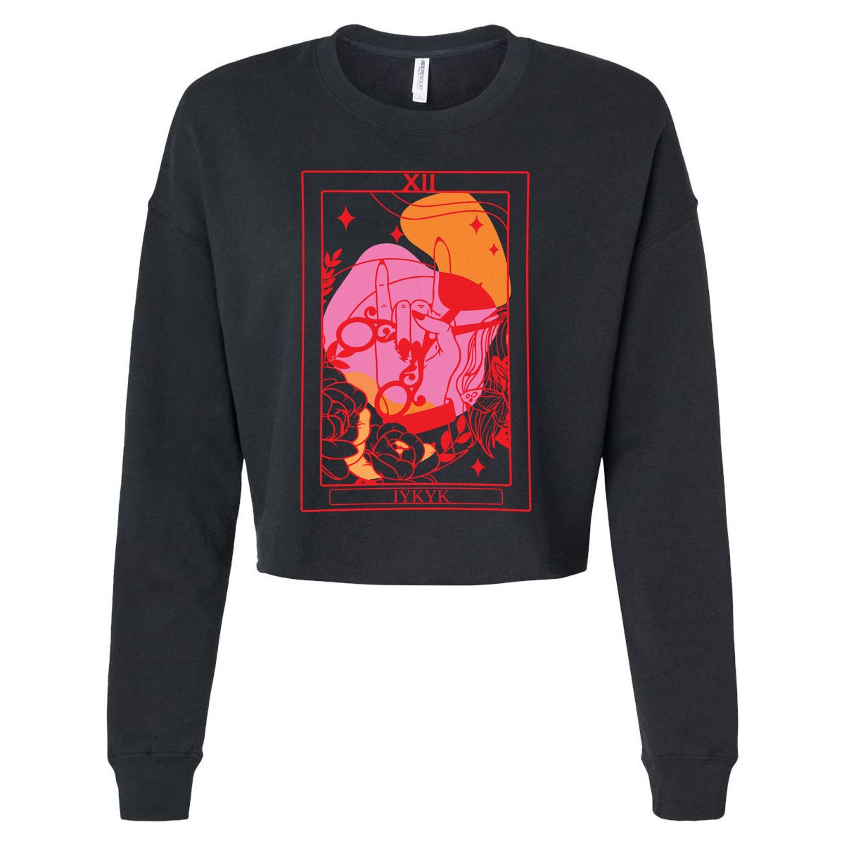 Iykyk Lesbian Sapphic Tarot Card Cropped Pullover Crew