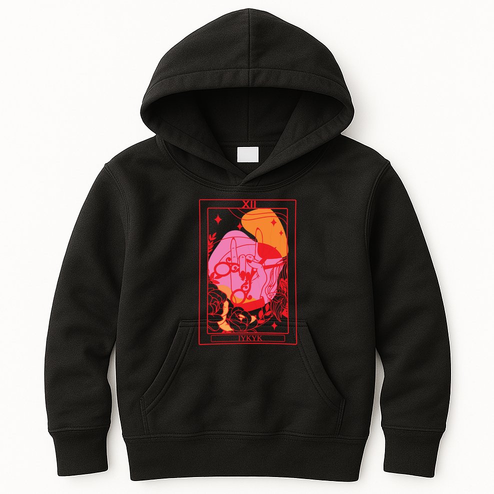 Iykyk Lesbian Sapphic Tarot Card Kids Hoodie