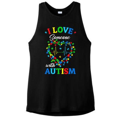 I Love Someone with Autism Awareness Ladies PosiCharge Tri-Blend Wicking Tank