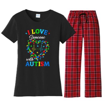 I Love Someone with Autism Awareness Women's Flannel Pajama Set