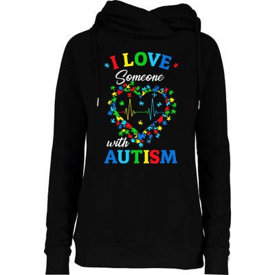 I Love Someone with Autism Awareness Womens Funnel Neck Pullover Hood